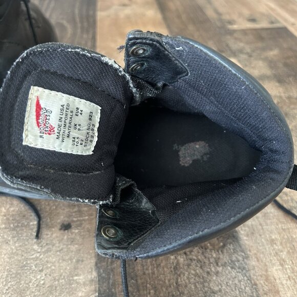 Red Wing 923 Black Plain Toe Lace Up Work Boots Mens 10.5 EE - Picture 12 of 12